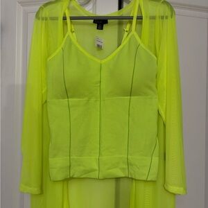 Neon Yellow Sheer Cover-Up and Top Set